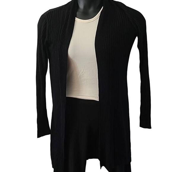 Afrm Shaylee Long Sleeve Open Front Ribbed Cardigan - Black - Size XS/S NWT - Picture 2 of 12